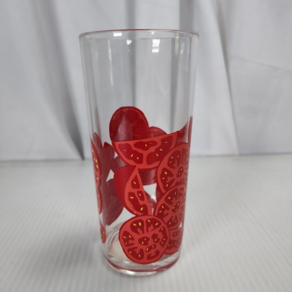 Vintage Cera Tomato Tumblers 6pc Plastic Drink Glasses Retro Kitchen NOS